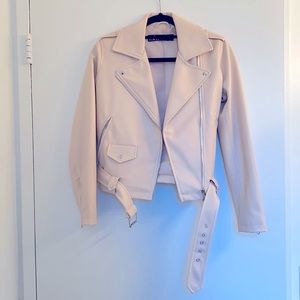 Zara light pink leather jacket